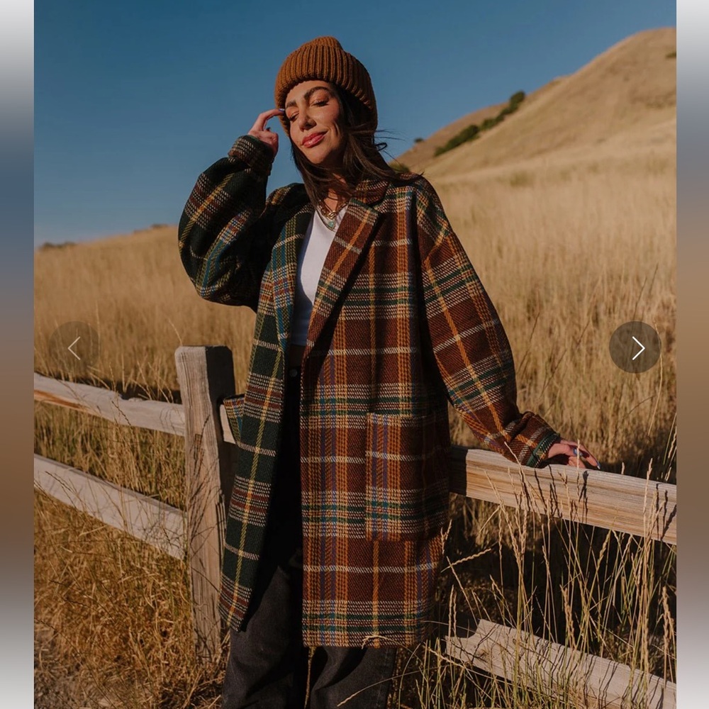 NWT Dressed in LALA Scorpio 2.0 Half + Half Oversized Coat in Pine + Brown S/M
